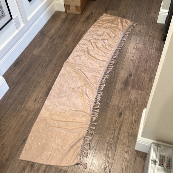 Beacon Looms Valance Neutral Taupe Floral Pattern Window Topper w Tassles - Picture 2 of 11